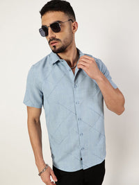 Thomas Scott Men Premium Spread Collar Checked Slim Fit Casual Shirt