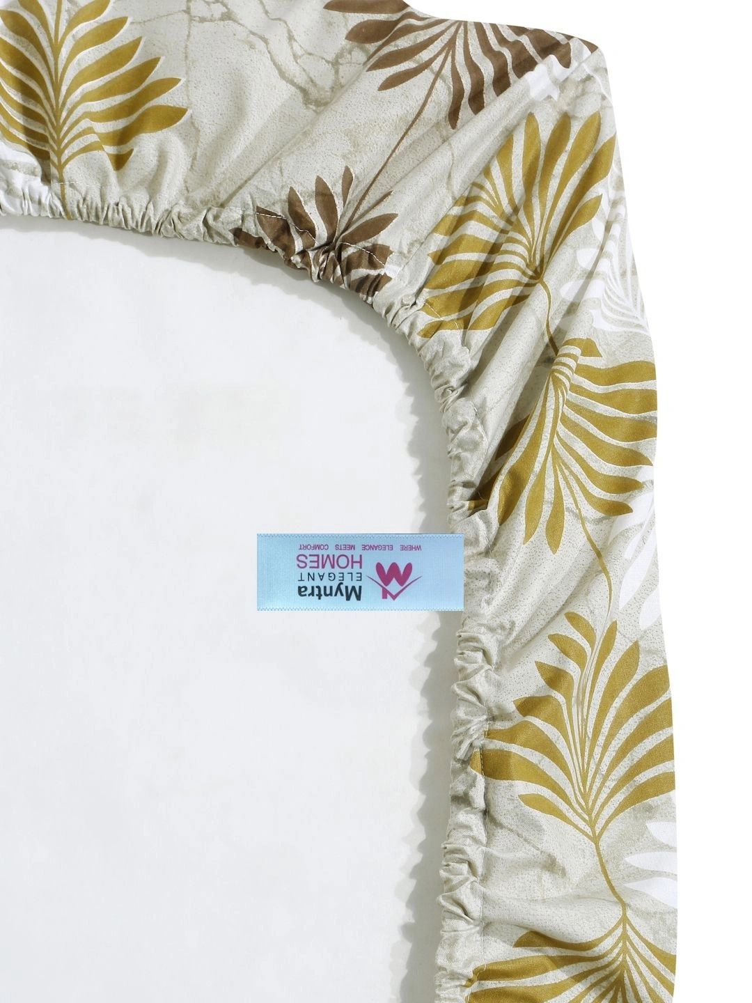 Myntra Elegant Homes Olive Green Floral 400 TC Single Bedsheet with 1 Pillow Covers