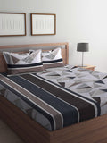 KLOTTHE Cadar Bercetak Geometrik Coklat Flat 300 TC King dengan 2 Sarung Bantal-250X220 sm