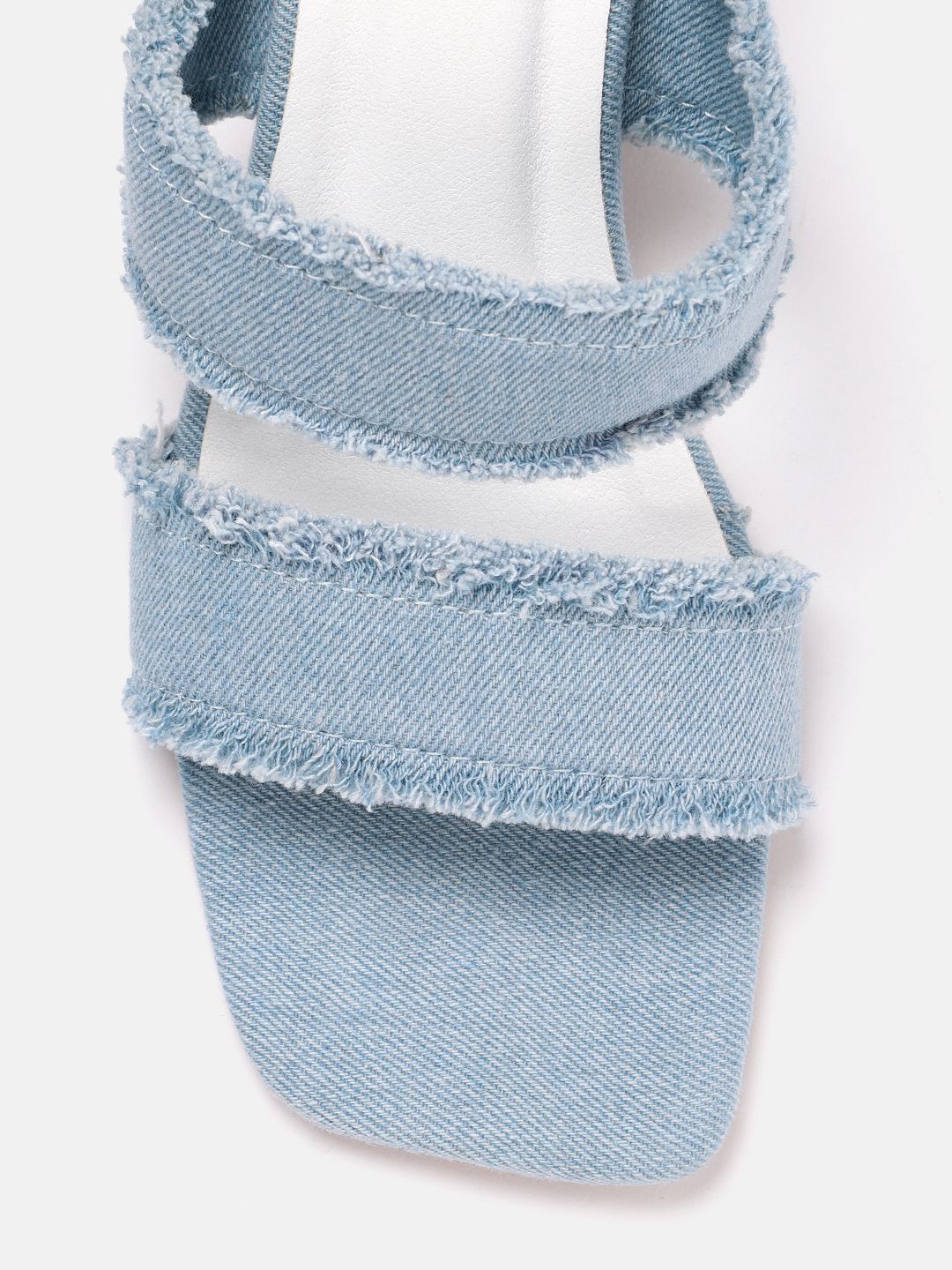 Lino Perros Fringed Denim Block Heels