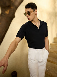 DENNISON Men Stretchex Solid Polo Collar Cotton T-shirt