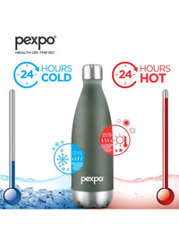 Pexpo ELECTRO ISI Certified Thermosteel 24 Hrs Hot & Cold Green Water Bottle- 500ml