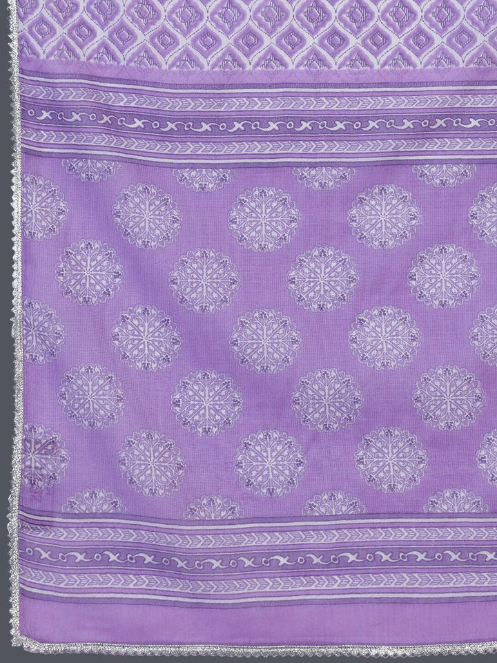 Libas Ethnic Motifs Printed A-Line Pure Cotton Kurta with Trousers & Dupatta