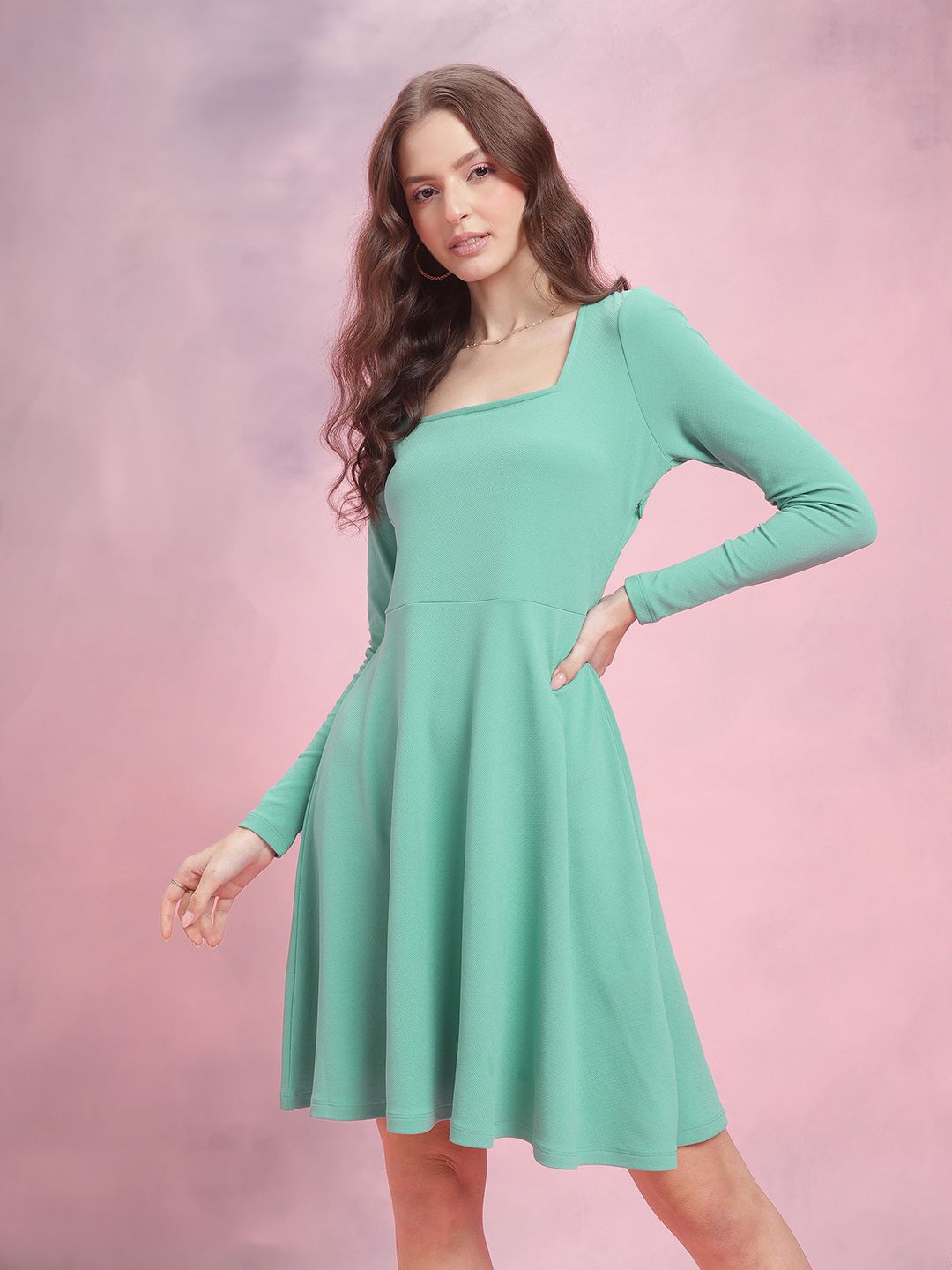 DressBerry Square Neck A-Line Dress
