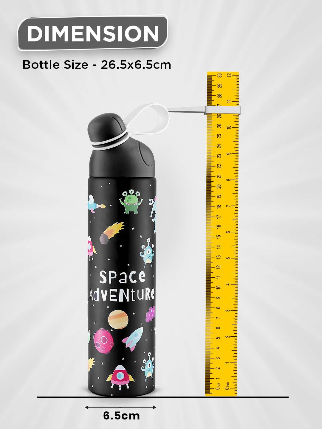 Pexpo Black Printed Stainless Steel Double Wall Vacuum Water Bottle 470ml