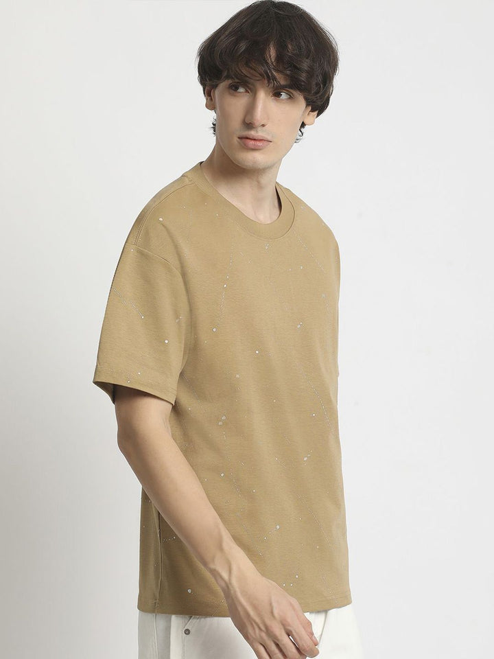 The Bear House Men Self Design Round Neck Tshirt