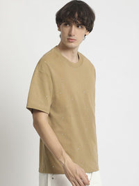 The Bear House Men Self Design Round Neck Tshirt
