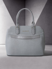 Lino Perros Grey Snakeskin Textured Structured Handheld Bag