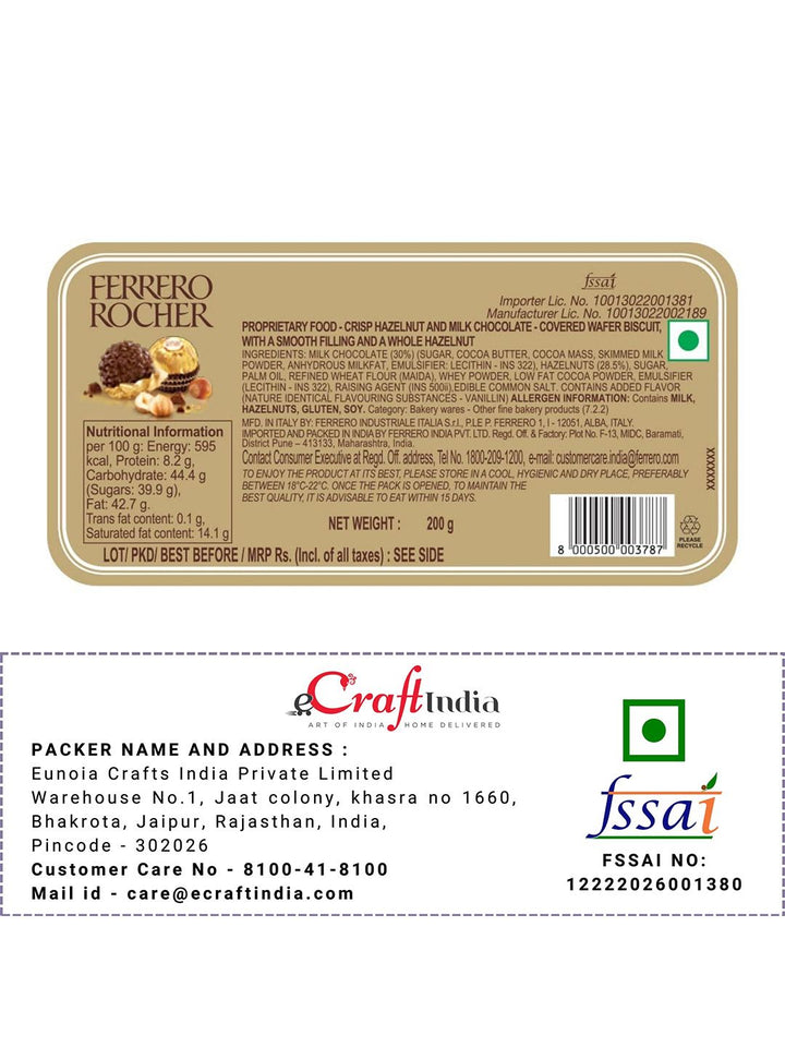 eCraftIndia Set of 4 Stones Studded & Pearls Beaded Thread Rakhis With Ferrero Rocher