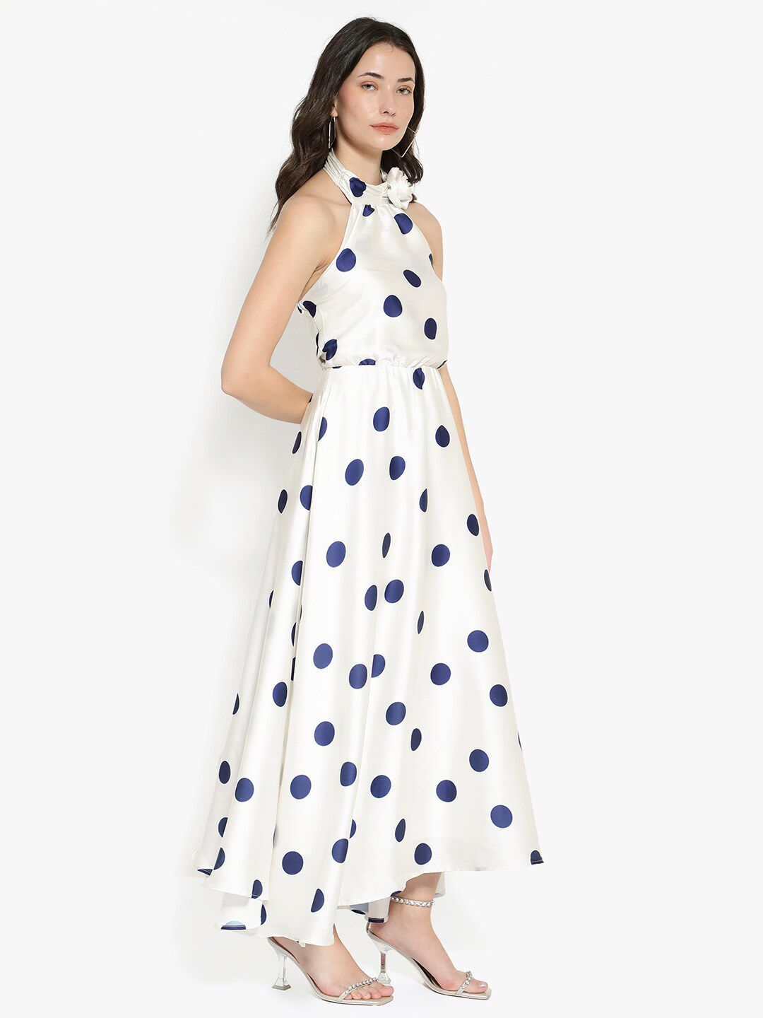 RAREISM Polka Dot Printed Halter Neck Maxi Dress