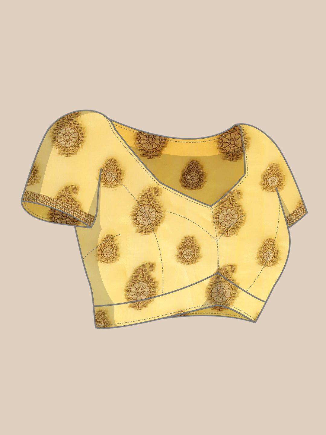 Saree mall Yellow Paisley Silk Blend Banarasi Saree