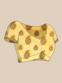 Saree mall Yellow Paisley Silk Blend Banarasi Saree