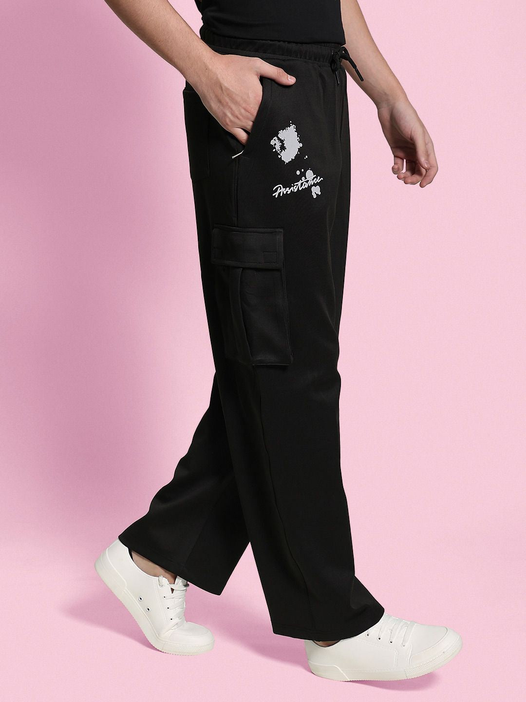 Bene Kleed Men Printed Plated Interlock Relaxed FitTrousers
