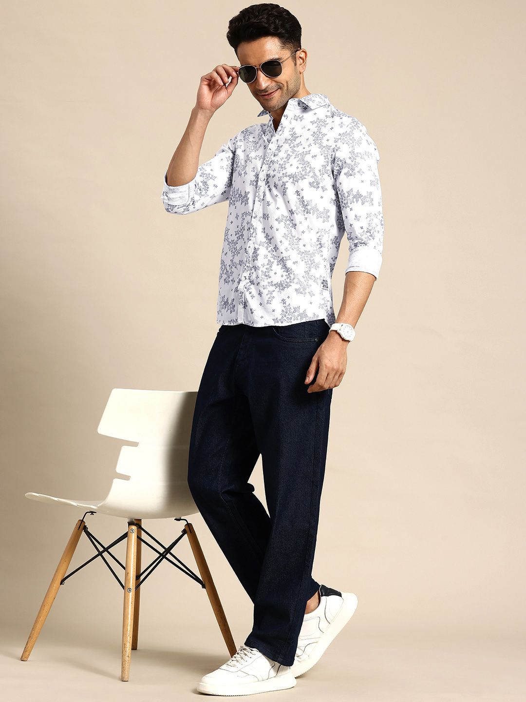 Being Human Classic Slim Fit Floral Printed Casual Shirt