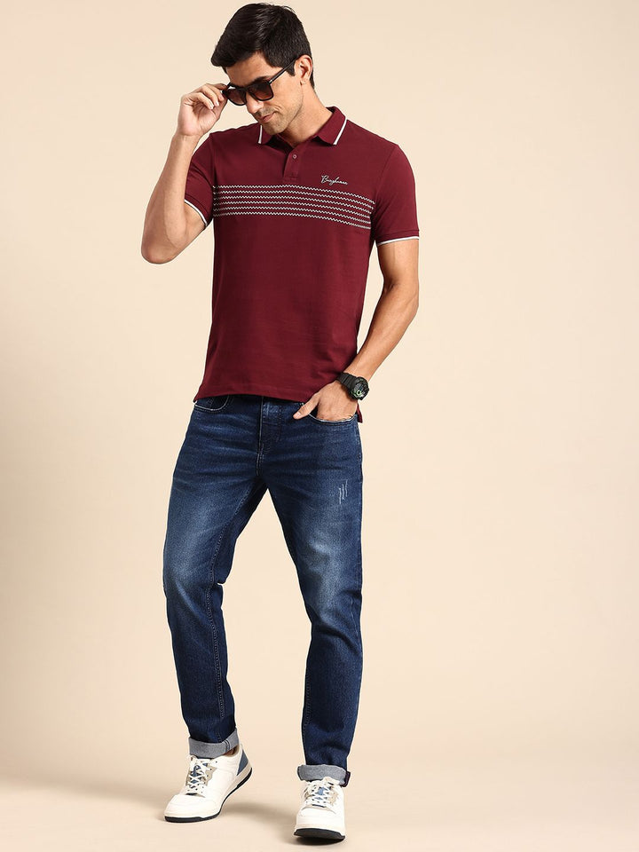 Being Human Geometric Printed Polo Collar Pure Cotton T-shirt