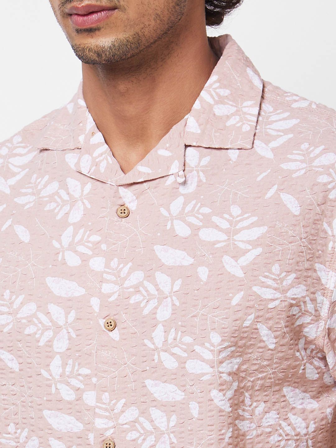 SPYKAR Floral Printed Cuban Collar Cotton Casual Shirt