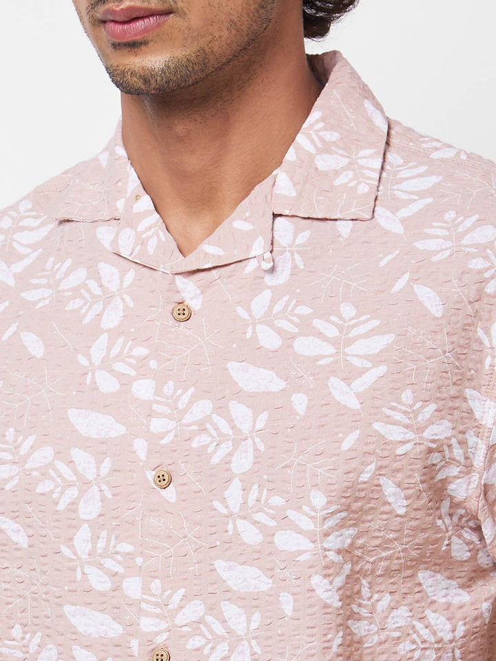 SPYKAR Floral Printed Cuban Collar Cotton Casual Shirt