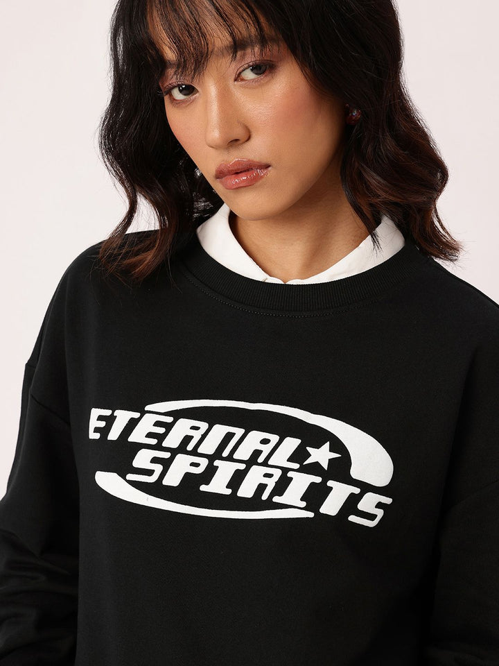 DressBerry Printed Cotton Terry Relaxed Fit Sweatshirt