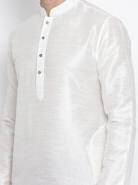 VASTRAMAY Men Cream-Coloured Solid Straight Kurta