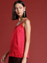 all about you Self-Design Lace Inserts Camisole Top