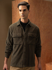 LOCOMOTIVE Oversized Corduroy Solid Utility Pocket Overshirt