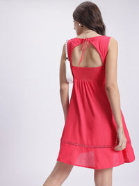 DressBerry Smock & Sweet Lace Insert Tie-Up Back A-Line Dress