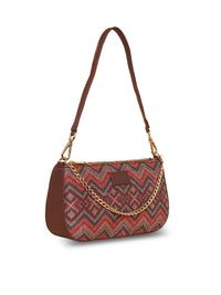 ZOUK Geometric Printed Structured Baguette Bag Handbags