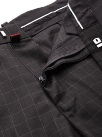 DENNISON Men Black Checked Smart Tapered Fit Trousers