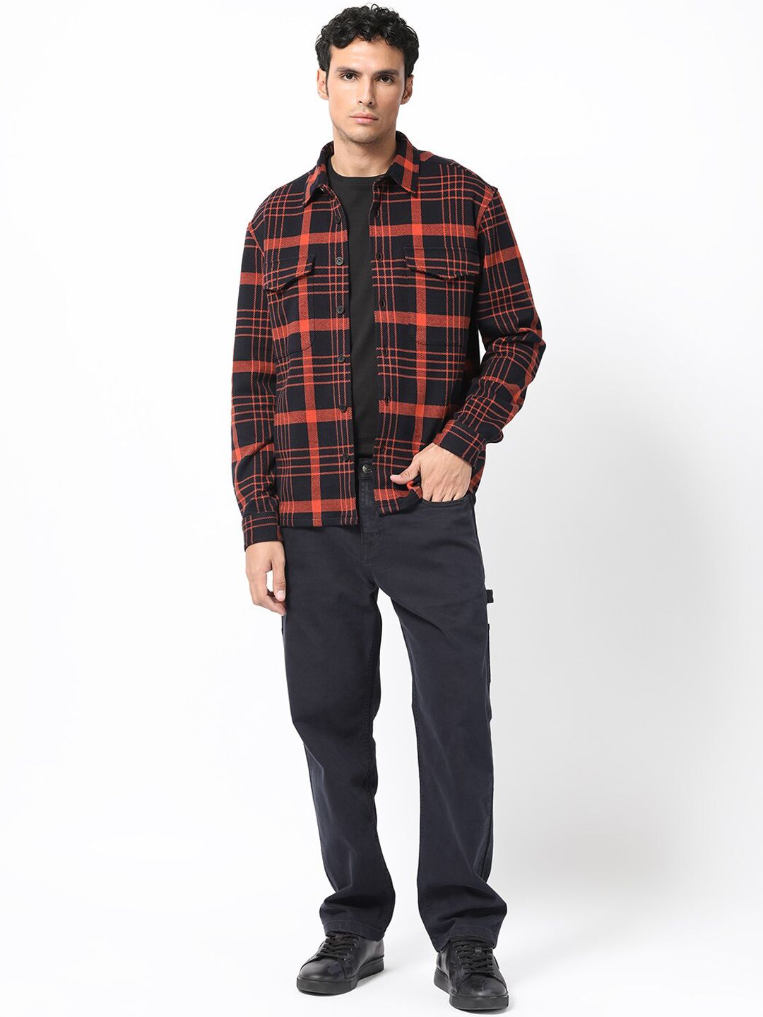 RARE RABBIT Men Vega Checked Cotton Tailored Shacket