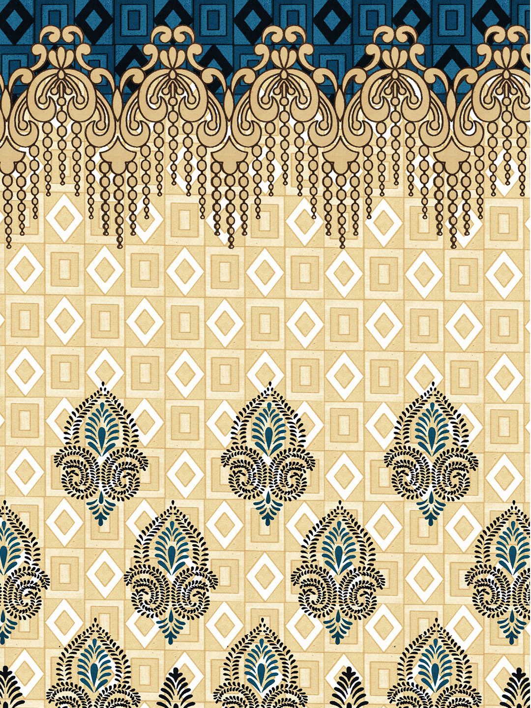 Story@home Blue & Brown 2 Pieces Ethnic Motifs Window Curtain