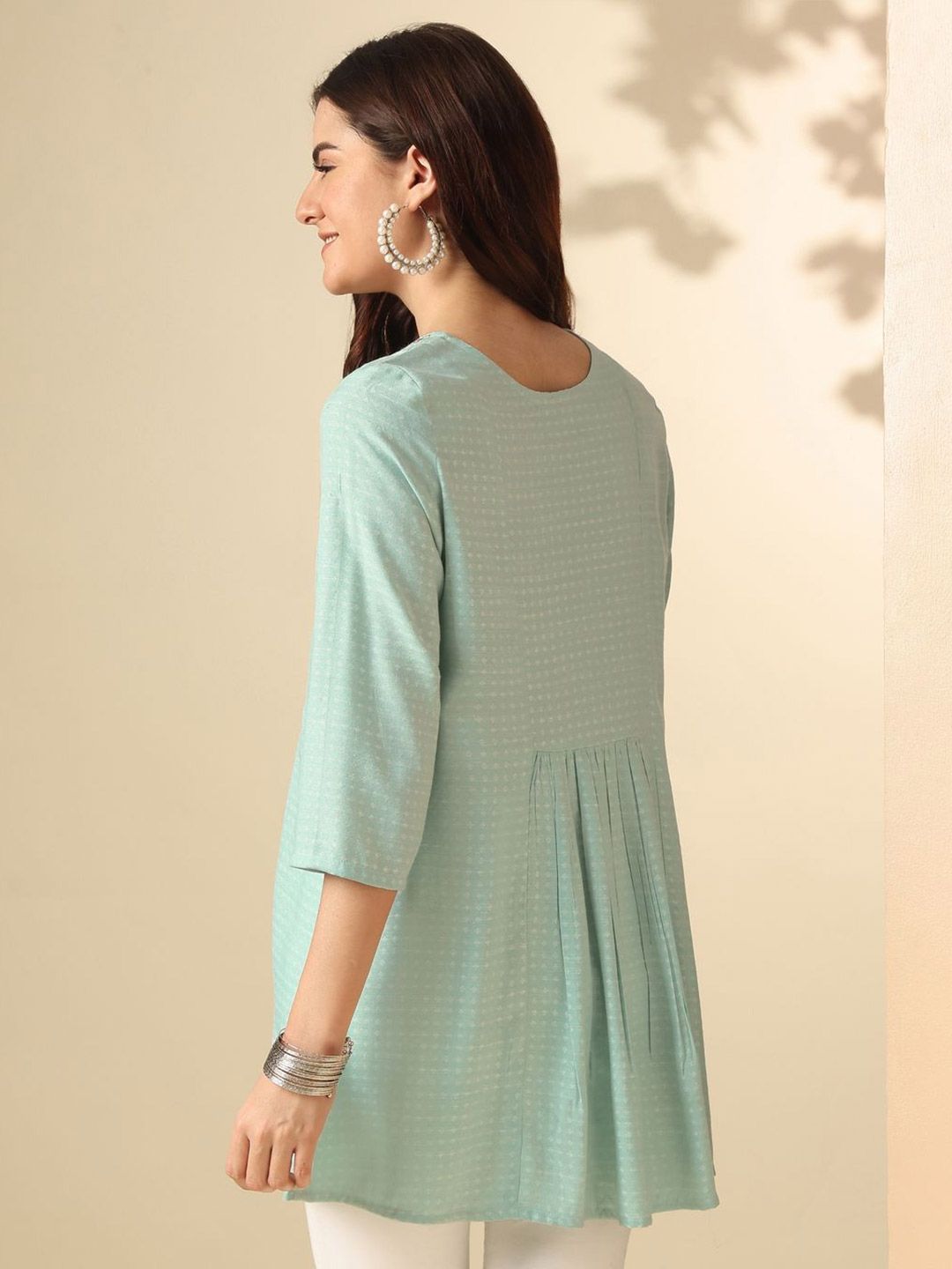 Anouk Embroidered Round Neck A-line Top