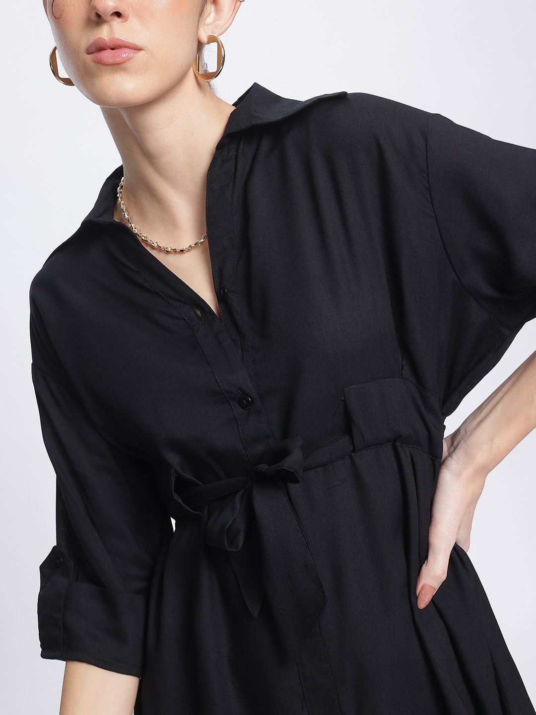 DressBerry Midnight Muse Shirt-Style Dress Comes With a Belt