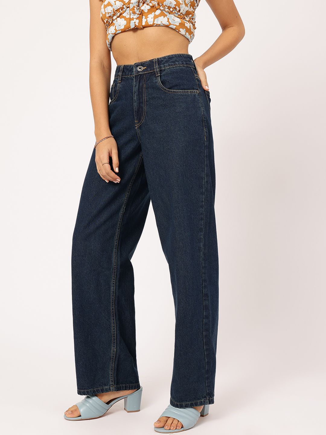 DressBerry Women Everyday Edge High-Rise Baggy Fit Jeans