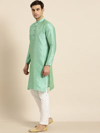 SOJANYA Lelaki Sea Green Woven Design Kurta Lurus