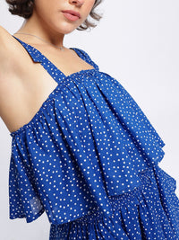 DressBerry Brady Blue Smock It Up Layered Polka Dreams Playsuit