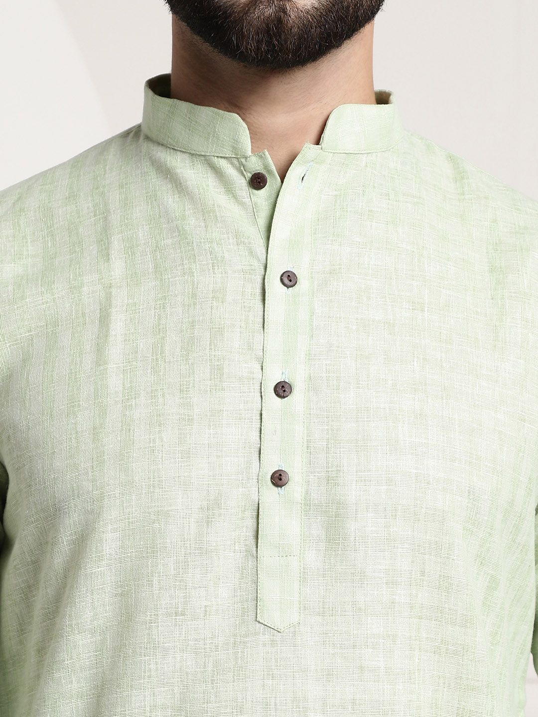 SOJANYA Men Green Dobby Kurta