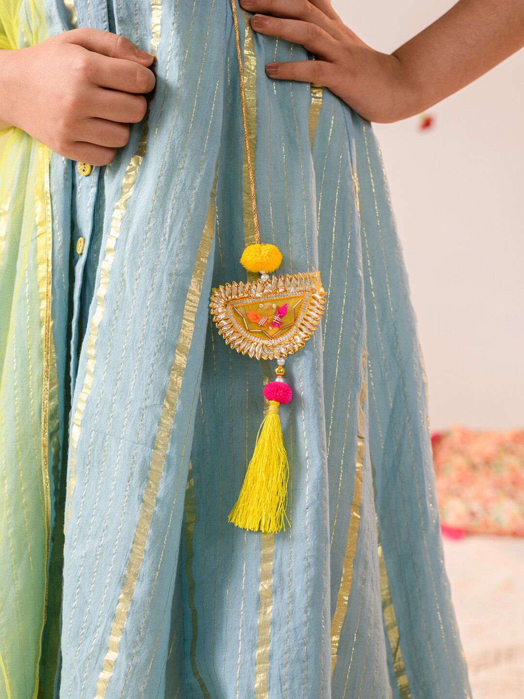 pspeaches Girls Printed Regular Pure Cotton Kurta with Pyjamas & Dupatta