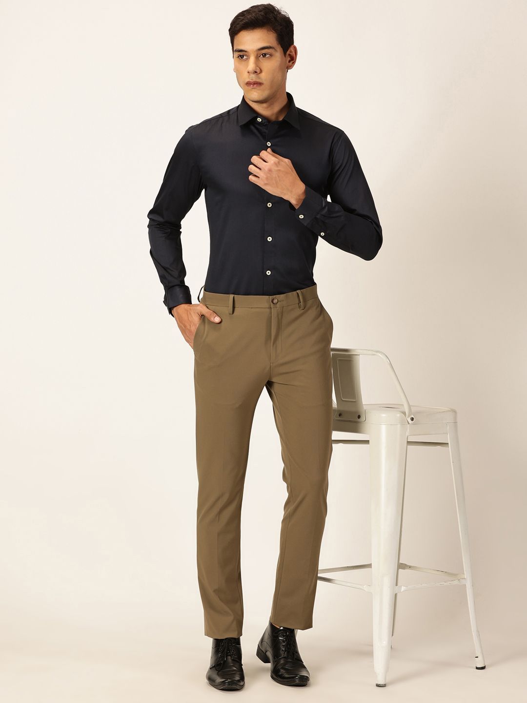 Thomas Scott Men Cotton Slim Fit Opaque Formal Shirt