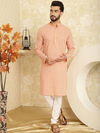 SOJANYA Ethnic Motifs Embroidered Mandarin Collar Pure Cotton Kurta with Churidar