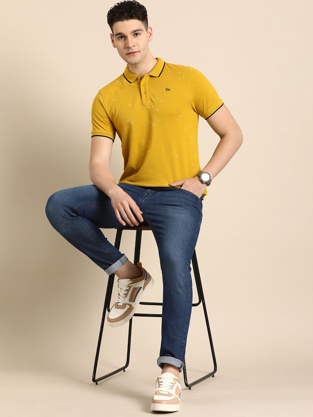 Being Human Printed Polo Collar Pure Cotton T-shirt