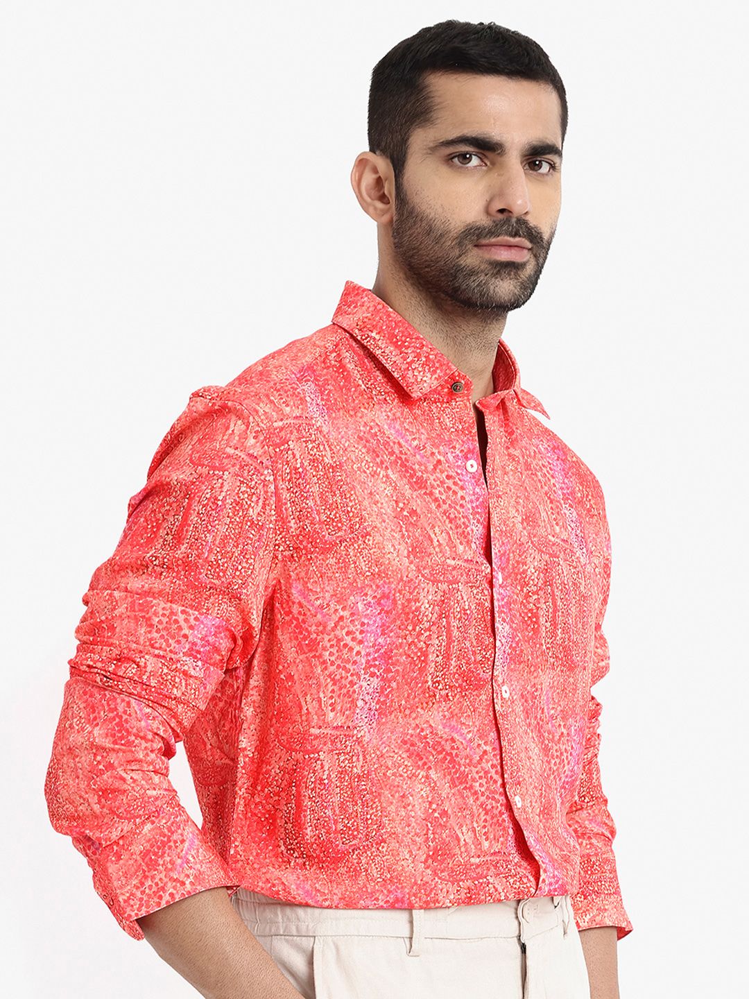 RARE RABBIT Men Audie Slim Fit Floral Opaque Printed Cotton Shirt