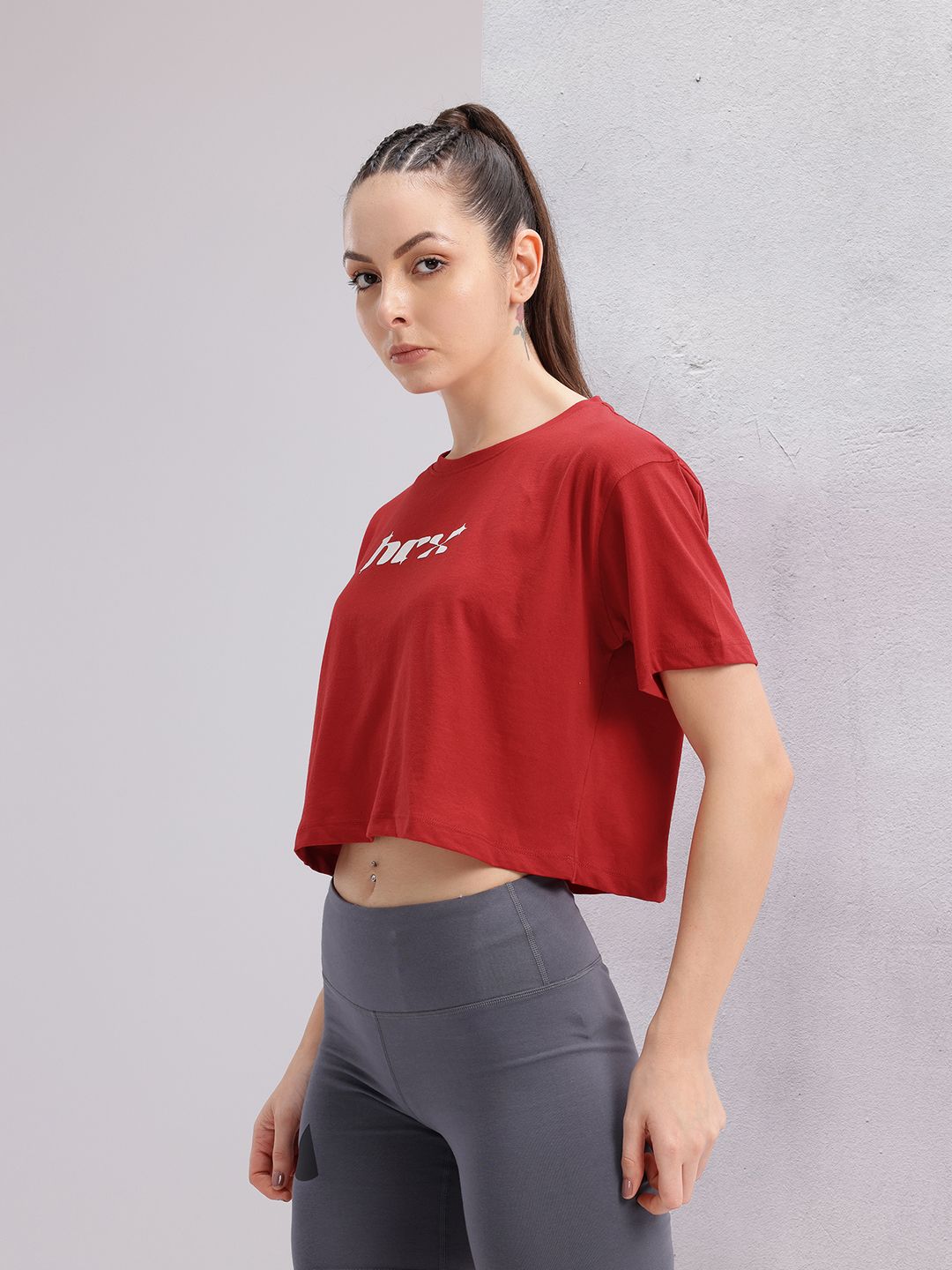HRX by Hrithik Roshan Lifestyle Brand Logo Printed Crop T-shirt