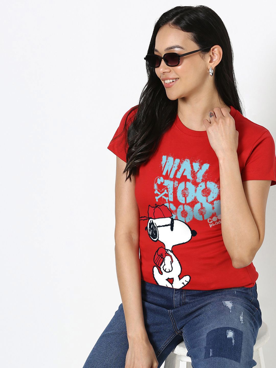 Bewakoof Women Typography Printed Round Neck Cotton Peanuts T-shirt