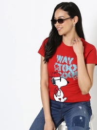 Bewakoof Women Typography Printed Round Neck Cotton Peanuts T-shirt