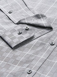 Park Avenue Men Grey Slim Fit Checked Pure Cotton Formal Shirt