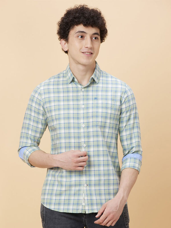 Being Human Slim Fit Tartan Checks Spread Collar Long Sleeves Casual Shirt