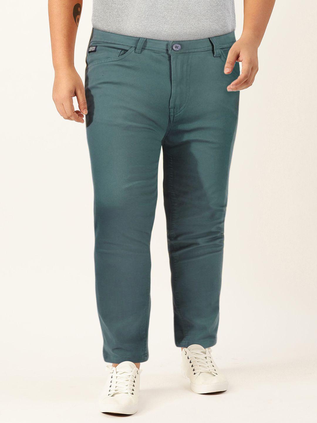The Indian Garage Co Men Teal Blue Slim Fit Chinos Trousers