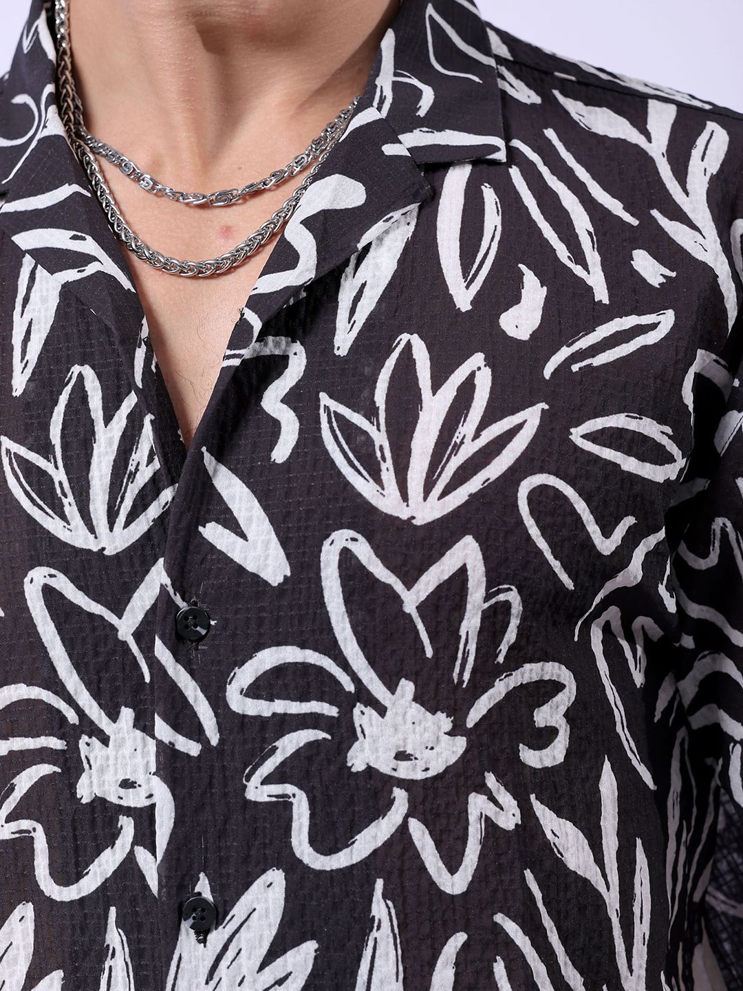 The Indian Garage Co Men Relaxed Fit Floral Print Textured Resortwear Shirt