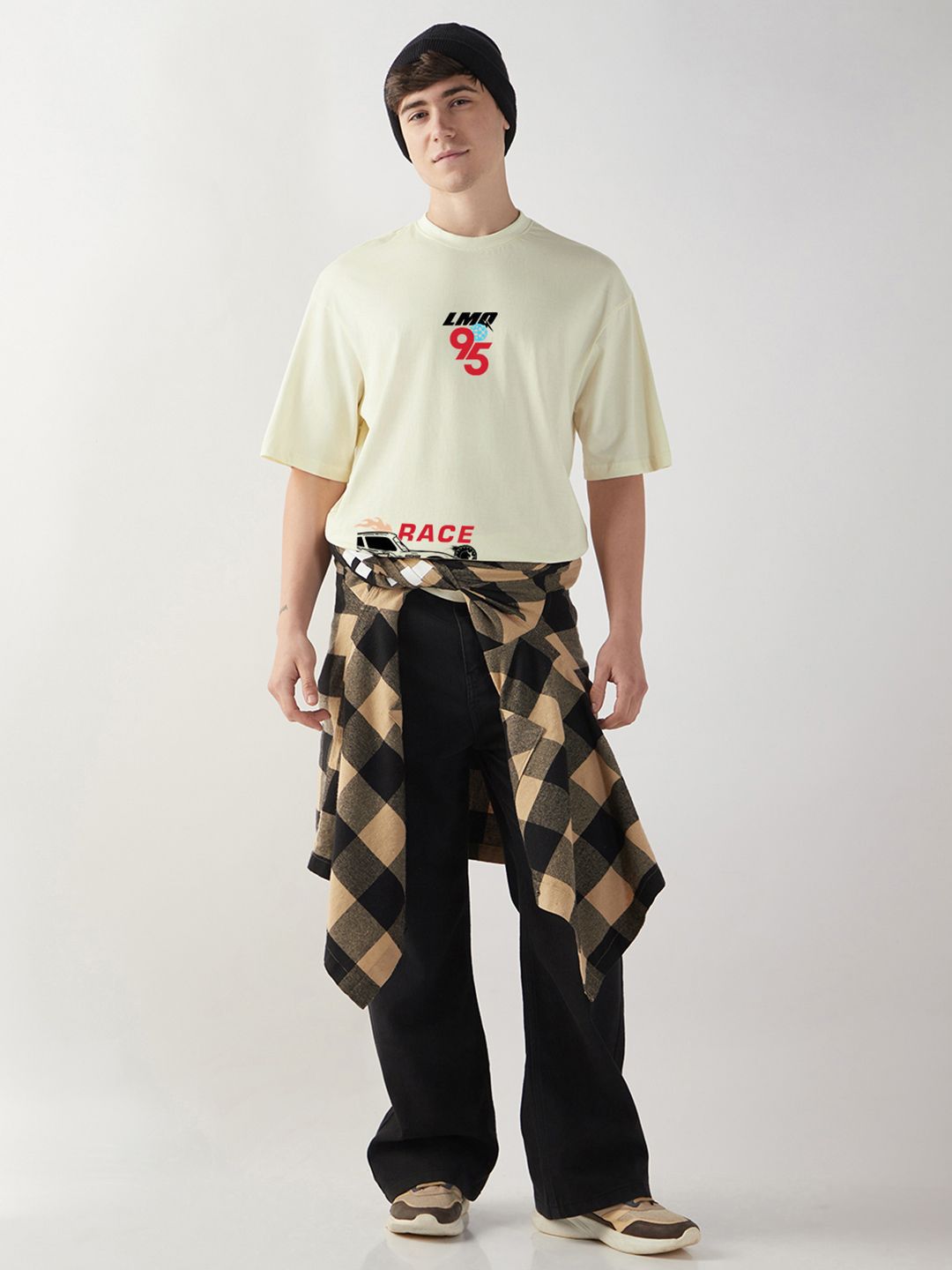 Bewakoof Men Cars Graphic Printed Round Neck Cotton Oversized T-shirt