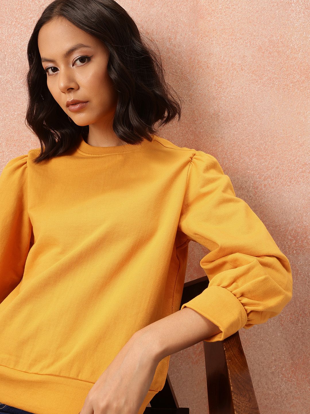 all about you Gathered Sleeve Sweatshirt